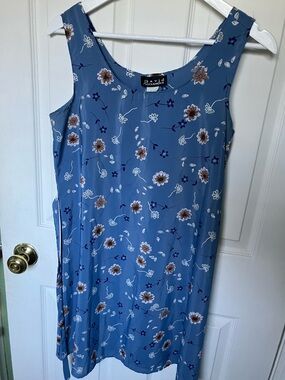 Blue Floral Sleeveless Mini Dress